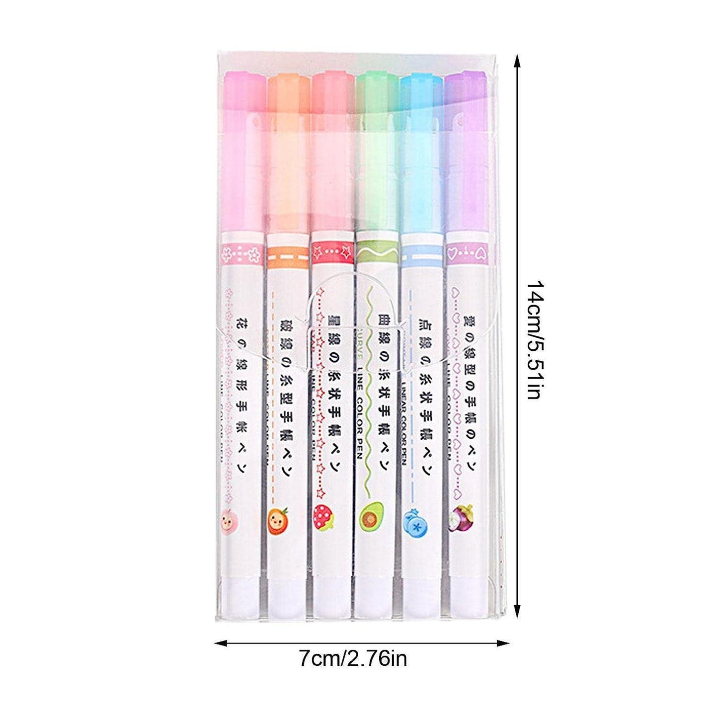 "Curve Line Highlighter Pens Set – 6 Colorful Roller Markers for Journaling & Art"