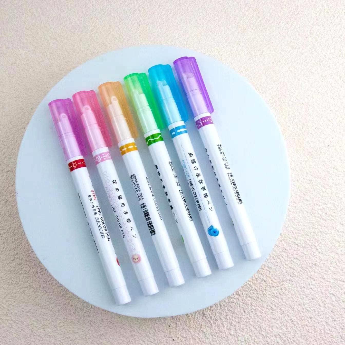"Curve Line Highlighter Pens Set – 6 Colorful Roller Markers for Journaling & Art"